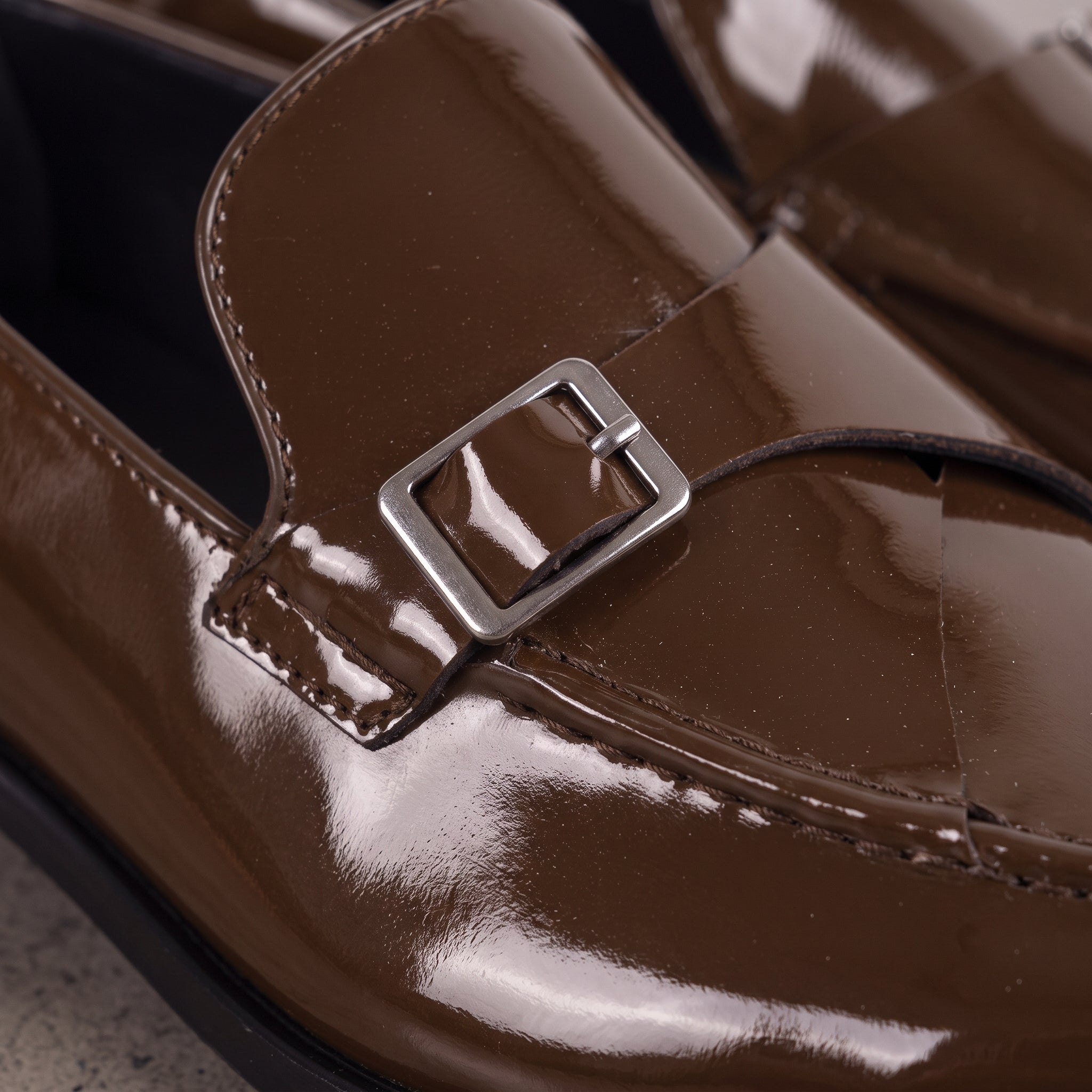 Men's Brown Patent Leather Monk Strap Loafers — Lofthouse