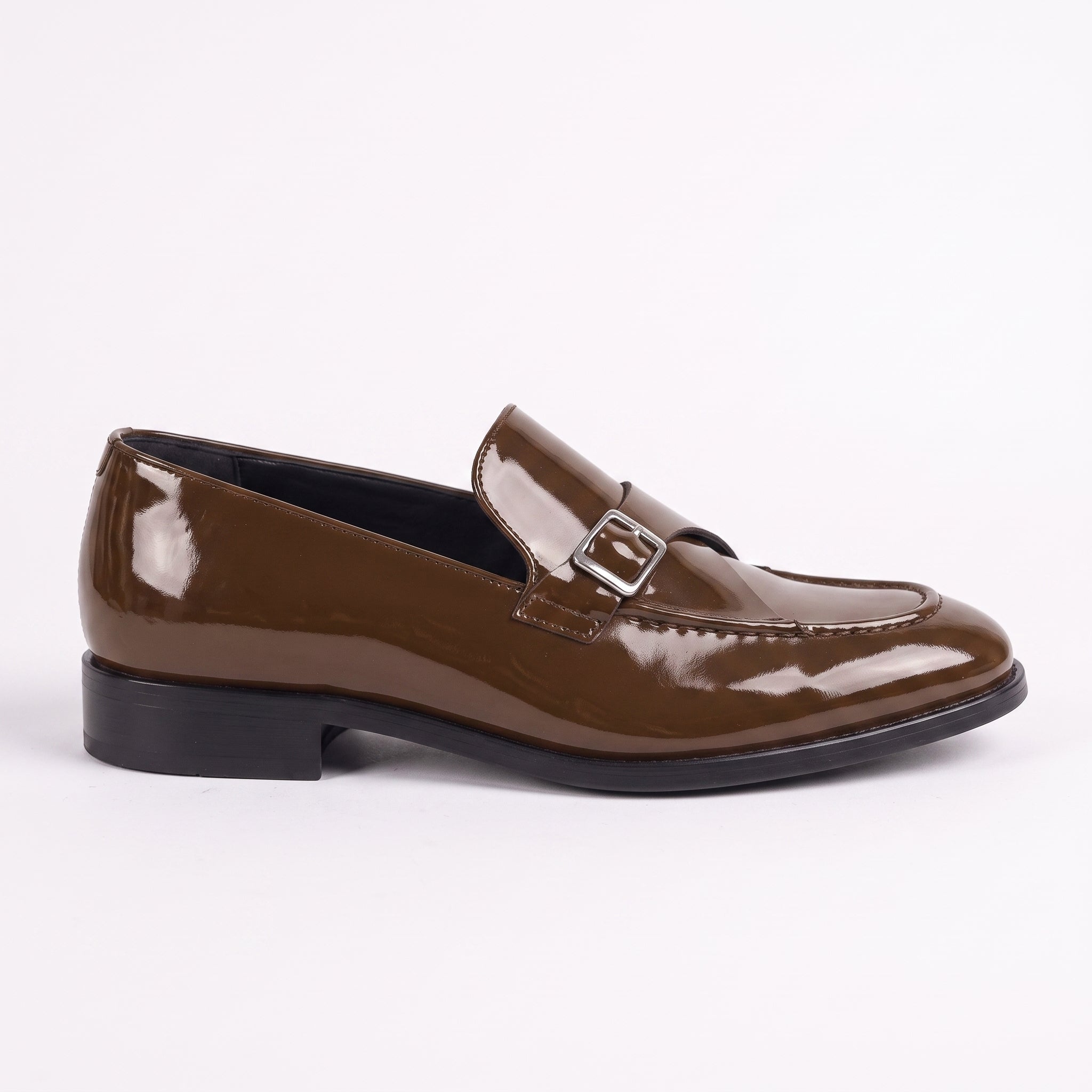 Men's Brown Patent Leather Monk Strap Loafers — Lofthouse