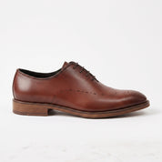 Men's Brown Perforated Cap-Toe Leather Oxfords — Purbeck