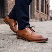 Men's Brown Perforated Leather Derby Shoes — Ingham