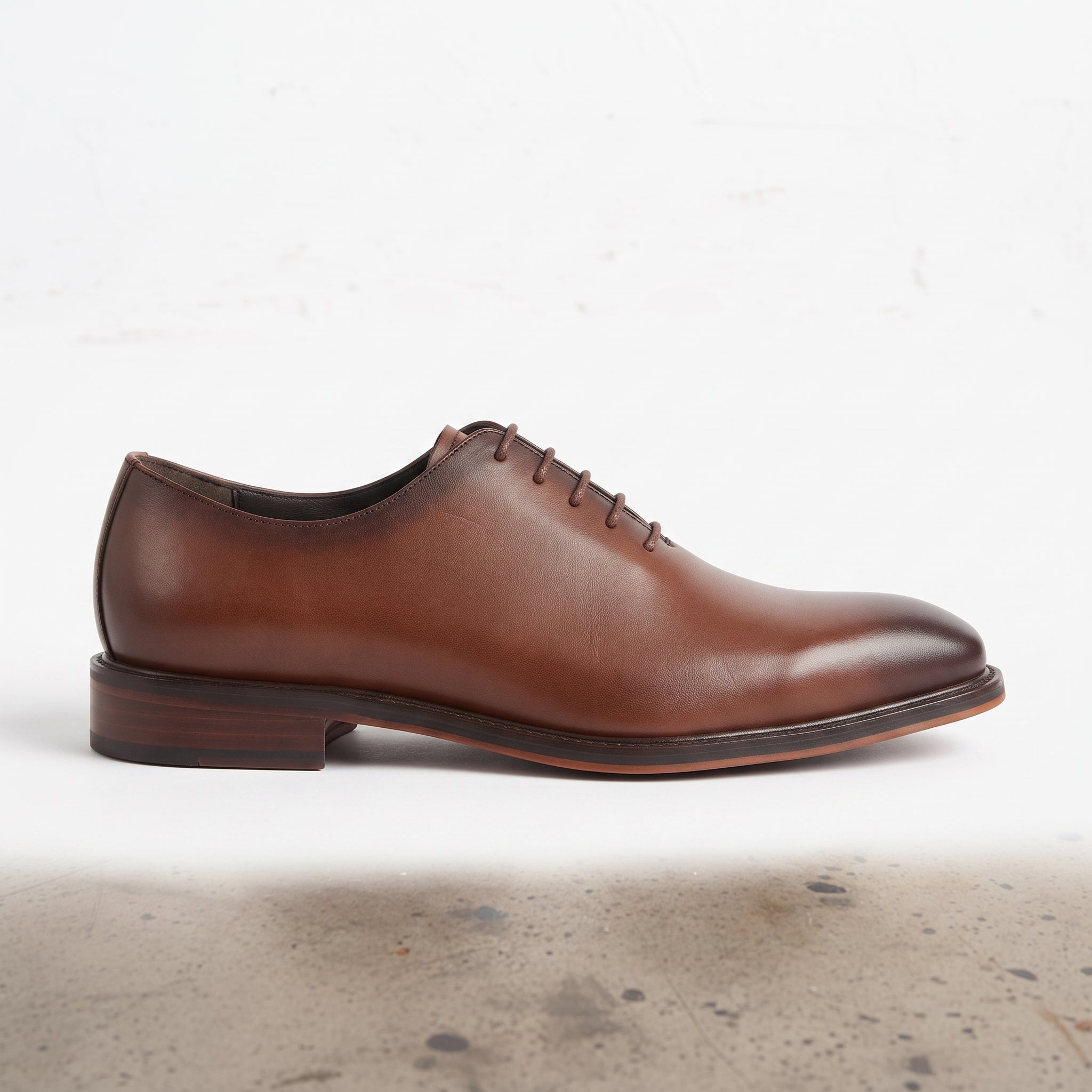 Men's Brown Plain-Toe Brogue Leather Oxfords — Ambridge