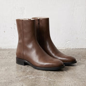 Men's Brown Plain-Toe Leather Ankle Boots — Billingsley