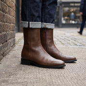 Men's Brown Plain-Toe Leather Ankle Boots — Billingsley