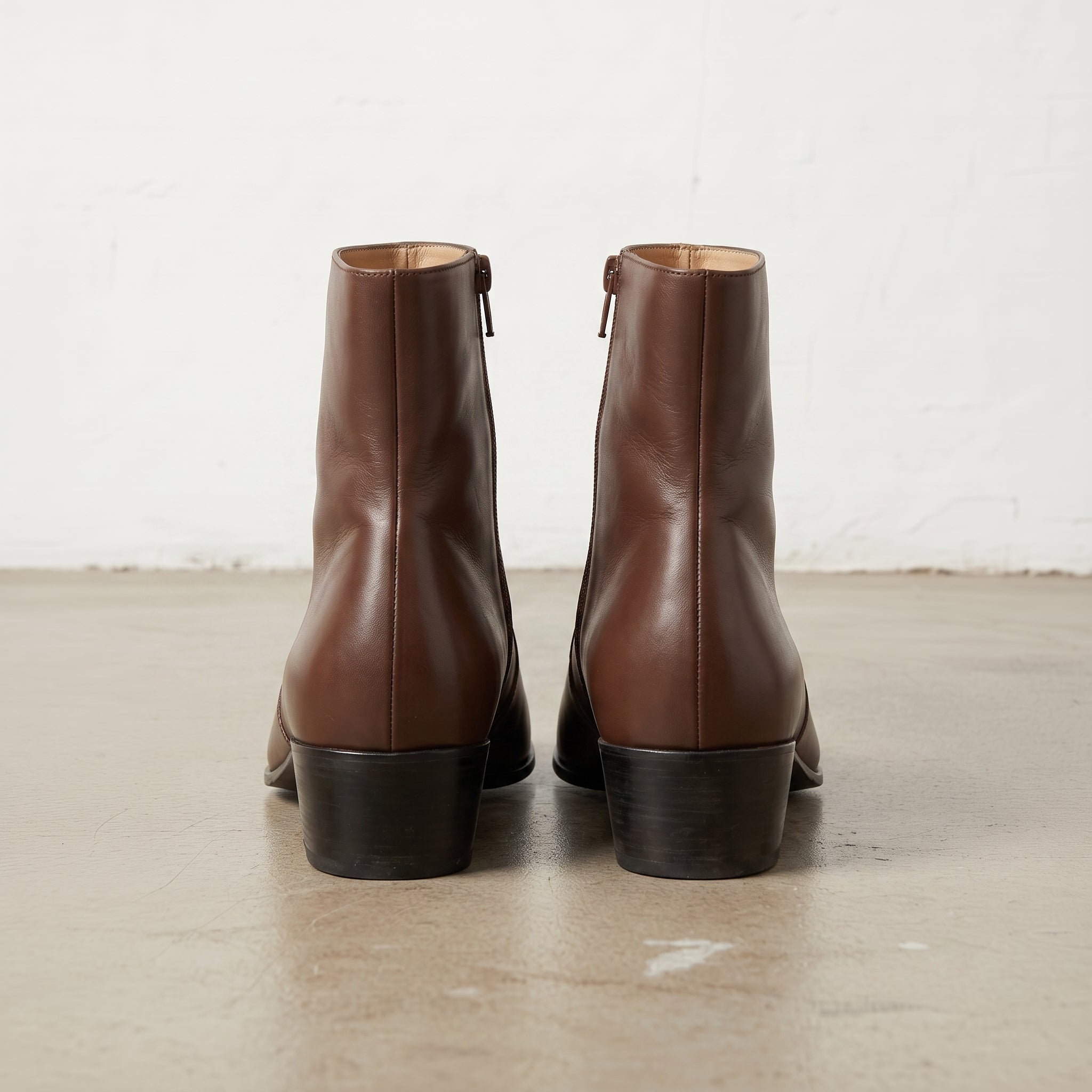 Men's Brown Plain-Toe Leather Ankle Boots — Buchanan