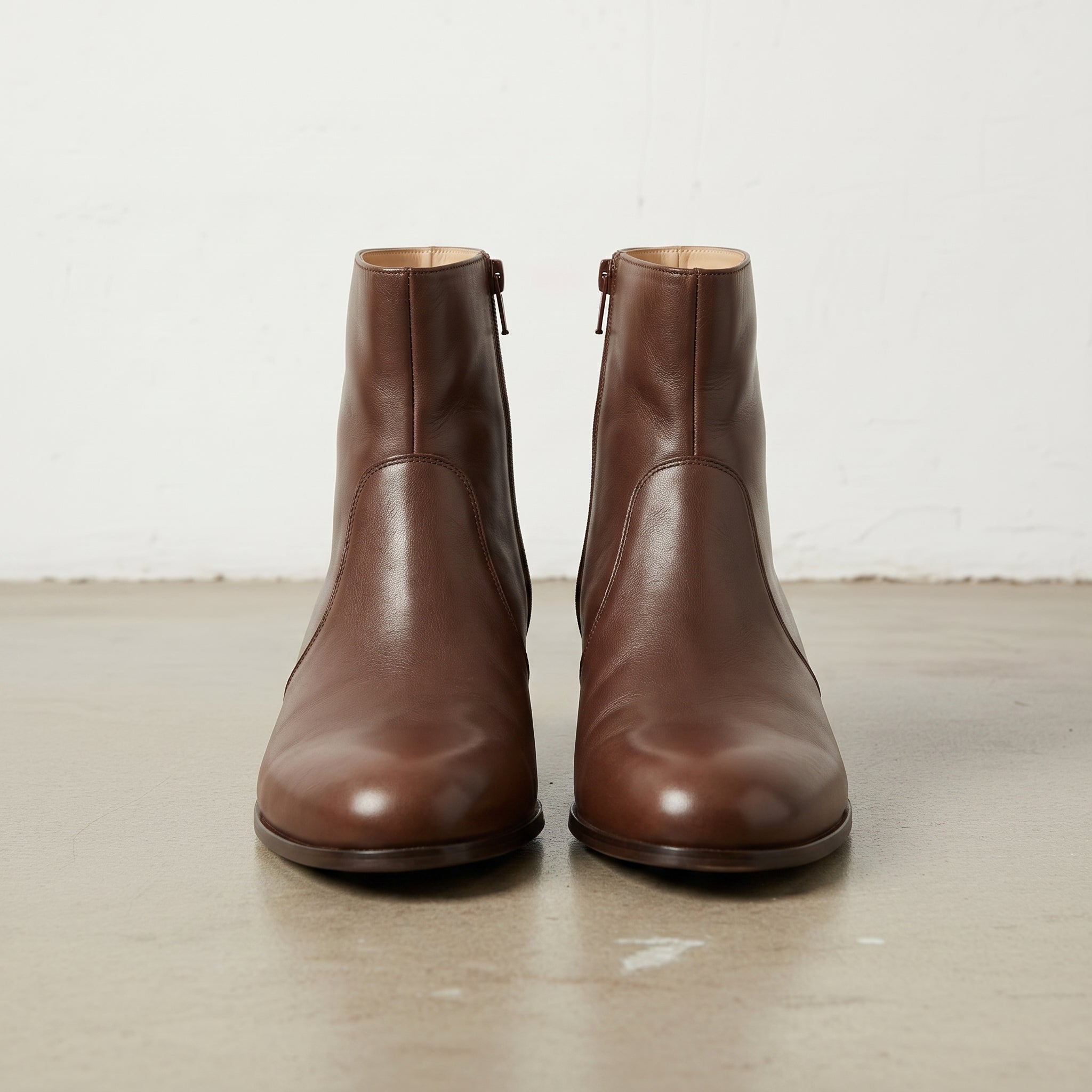 Men's Brown Plain-Toe Leather Ankle Boots — Buchanan