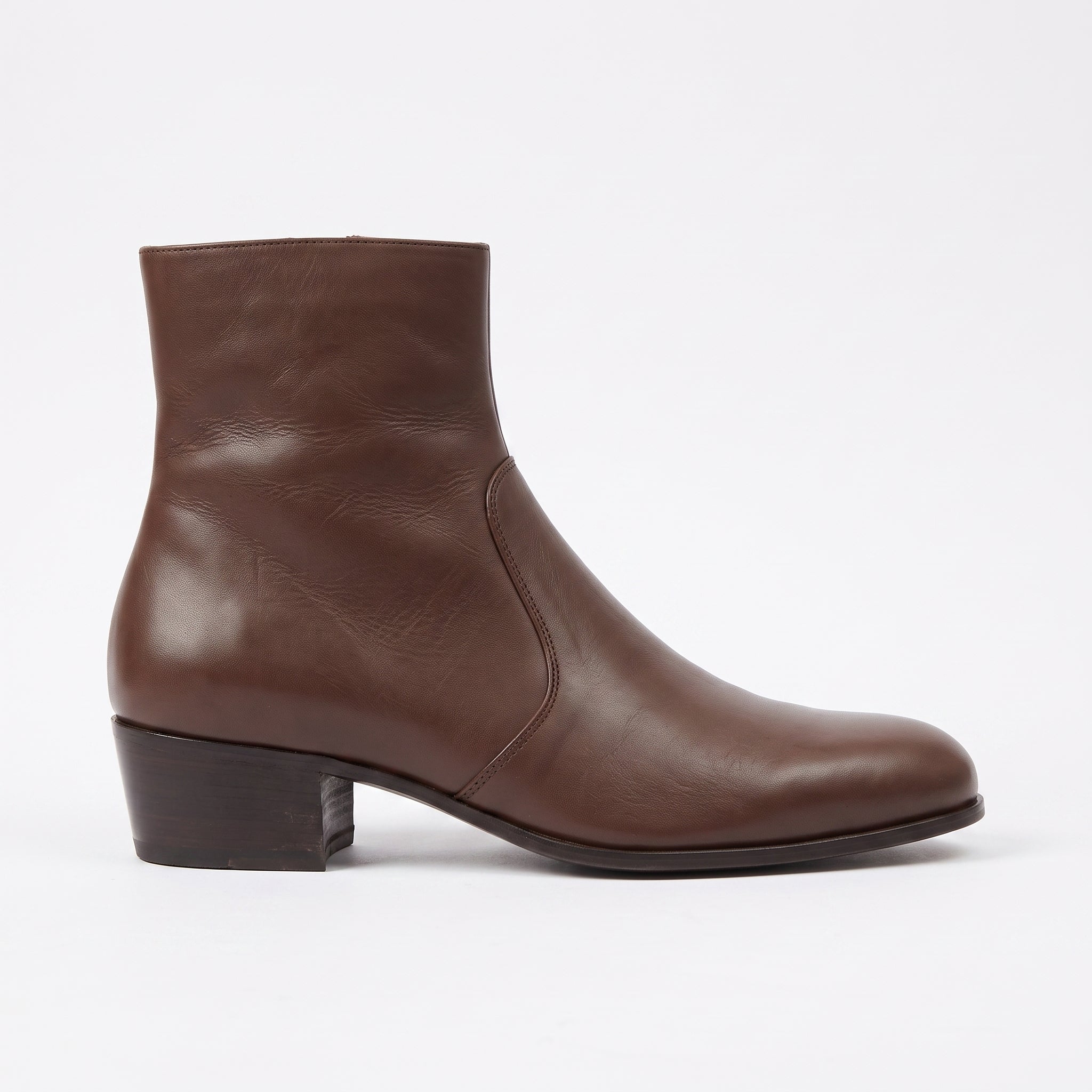 Men's Brown Plain-Toe Leather Ankle Boots — Buchanan