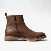 Men's Brown Plain-Toe Leather Ankle Boots — Flindell