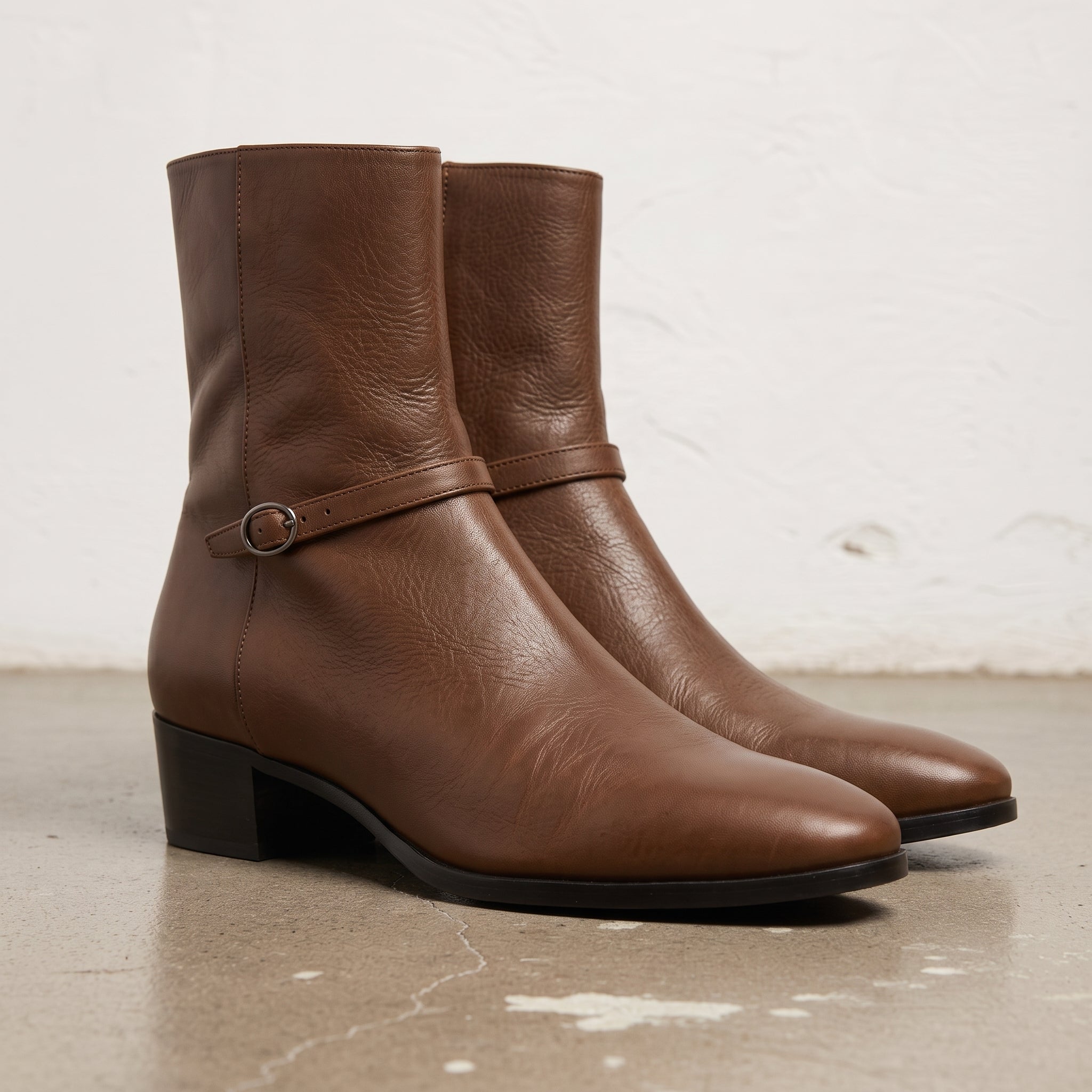 Men's Brown Plain-Toe Leather Jodhpur Boots — Humphrey