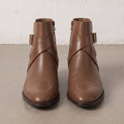 Men's Brown Plain-Toe Leather Ankle Boots — Naughton