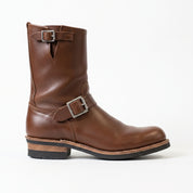 Men's Brown Plain-Toe Leather Biker Boots — Brimley