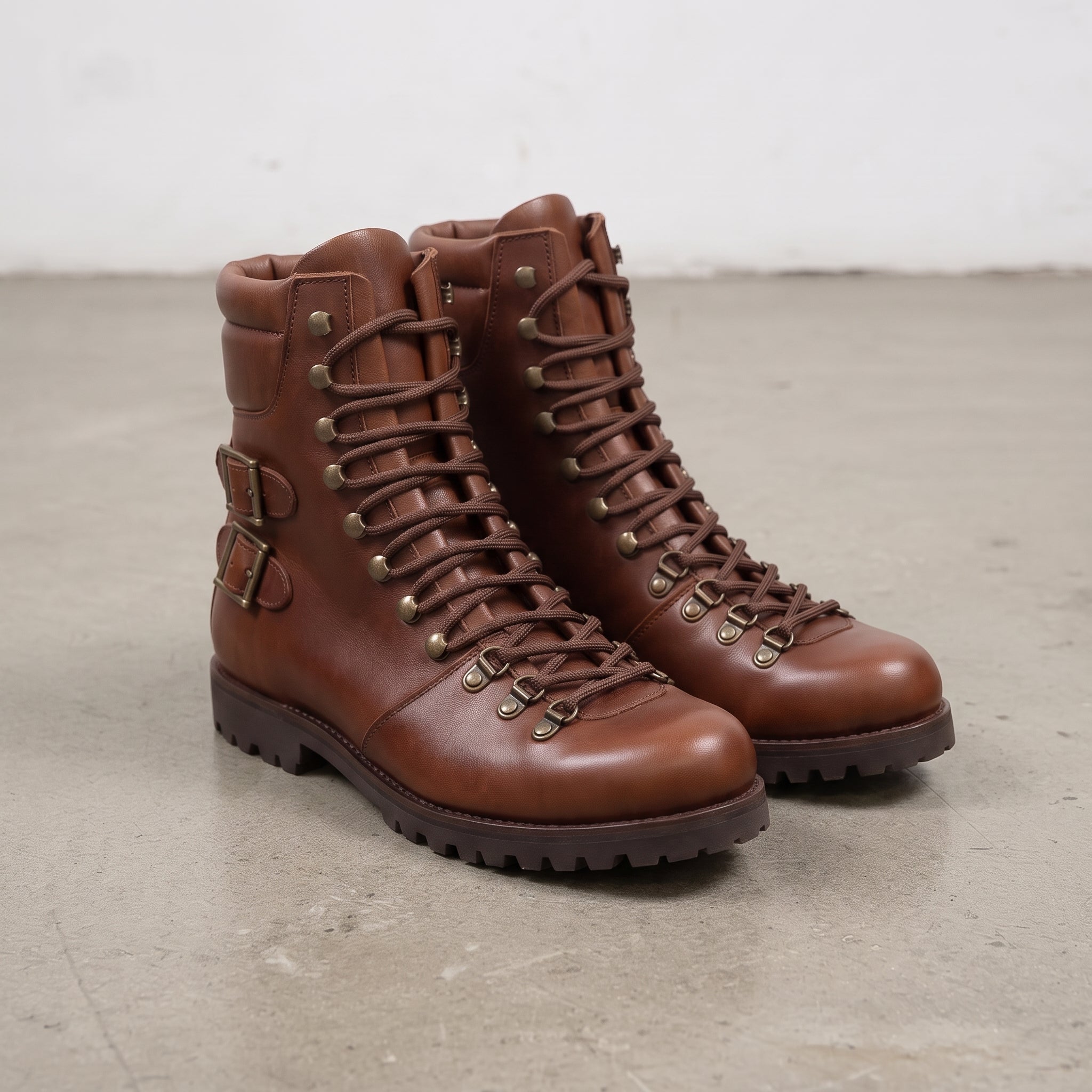 Men's Brown Plain-Toe Leather Hiker Boots — Enfield