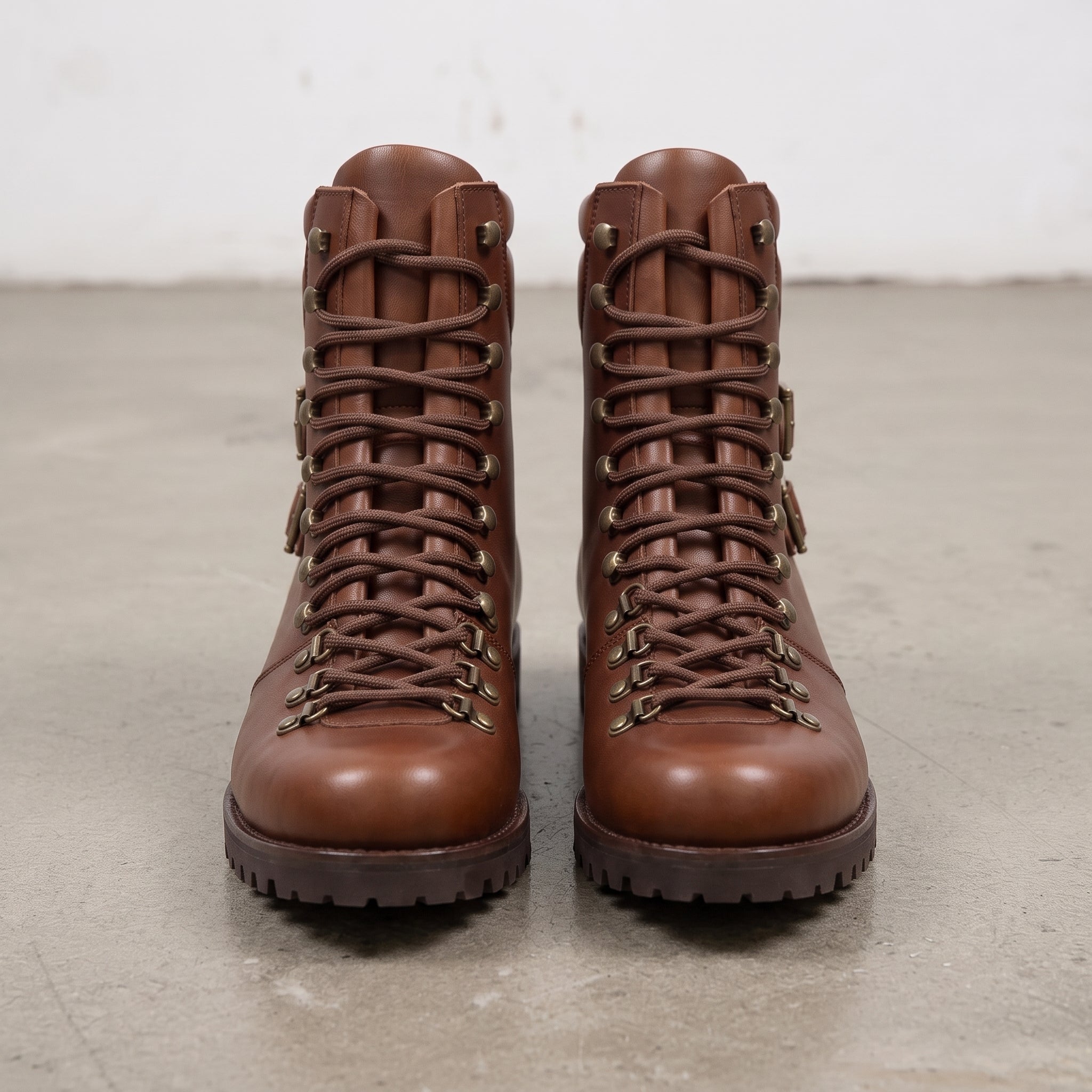 Men's Brown Plain-Toe Leather Hiker Boots — Enfield