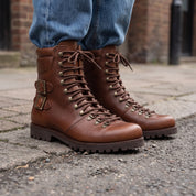 Men's Brown Plain-Toe Leather Hiker Boots — Enfield