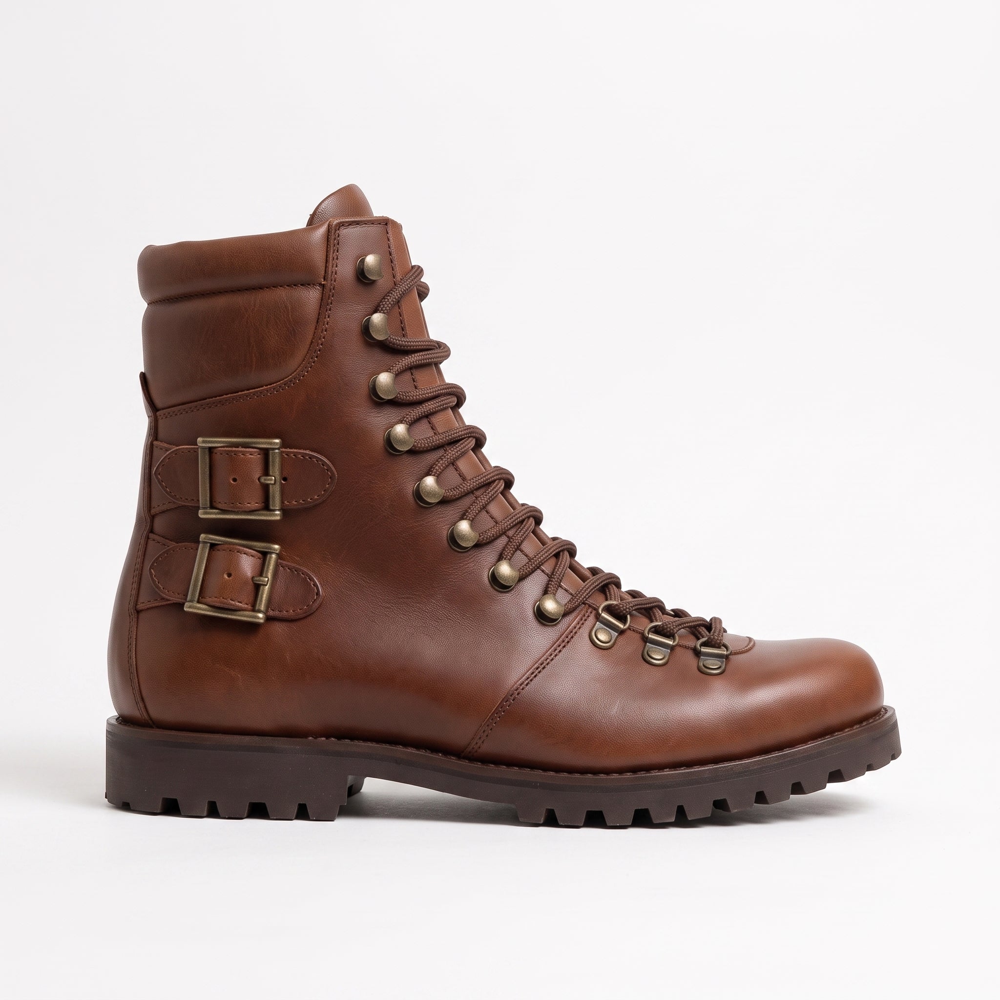 Men's Brown Plain-Toe Leather Hiker Boots — Enfield