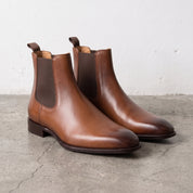 Men's Brown Plain-Toe Leather Chelsea Boots — Allonby