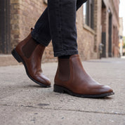 Men's Brown Plain-Toe Leather Chelsea Boots — Barnsdale