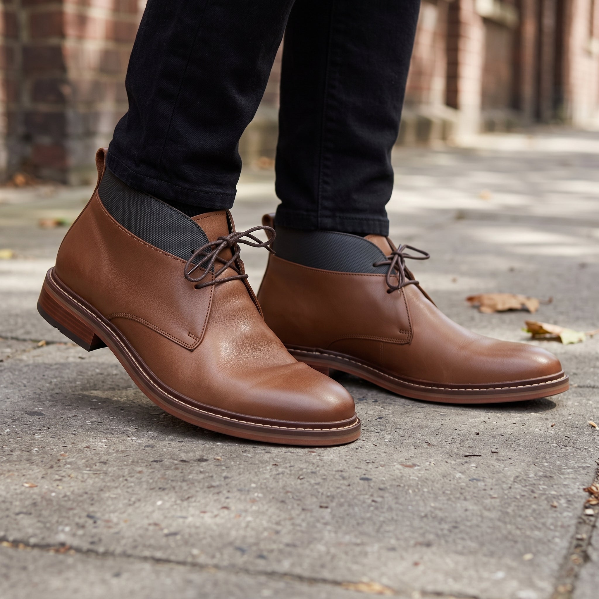 Men's Brown Plain-Toe Leather Chukka Boots — Burford