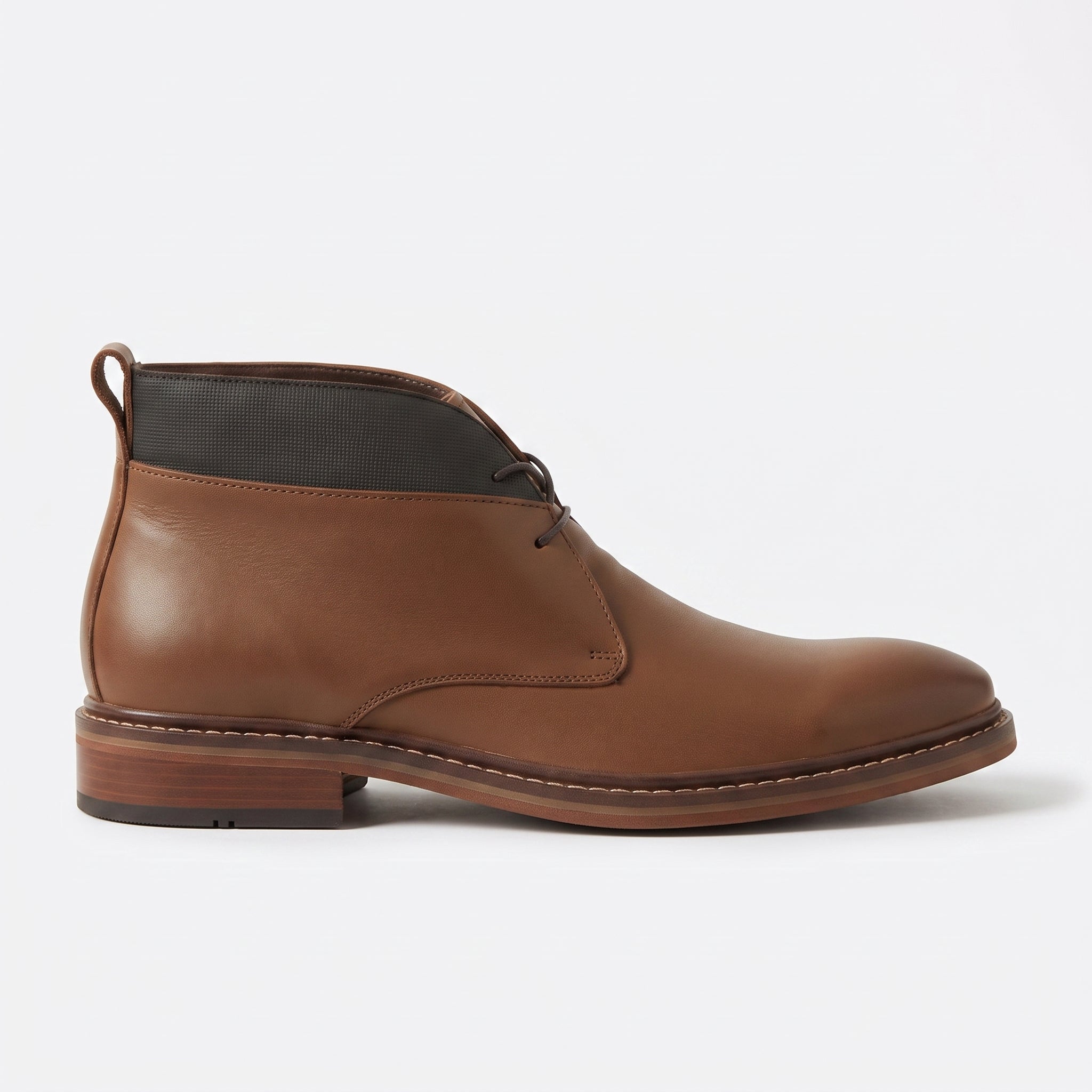 Men's Brown Plain-Toe Leather Chukka Boots — Burford