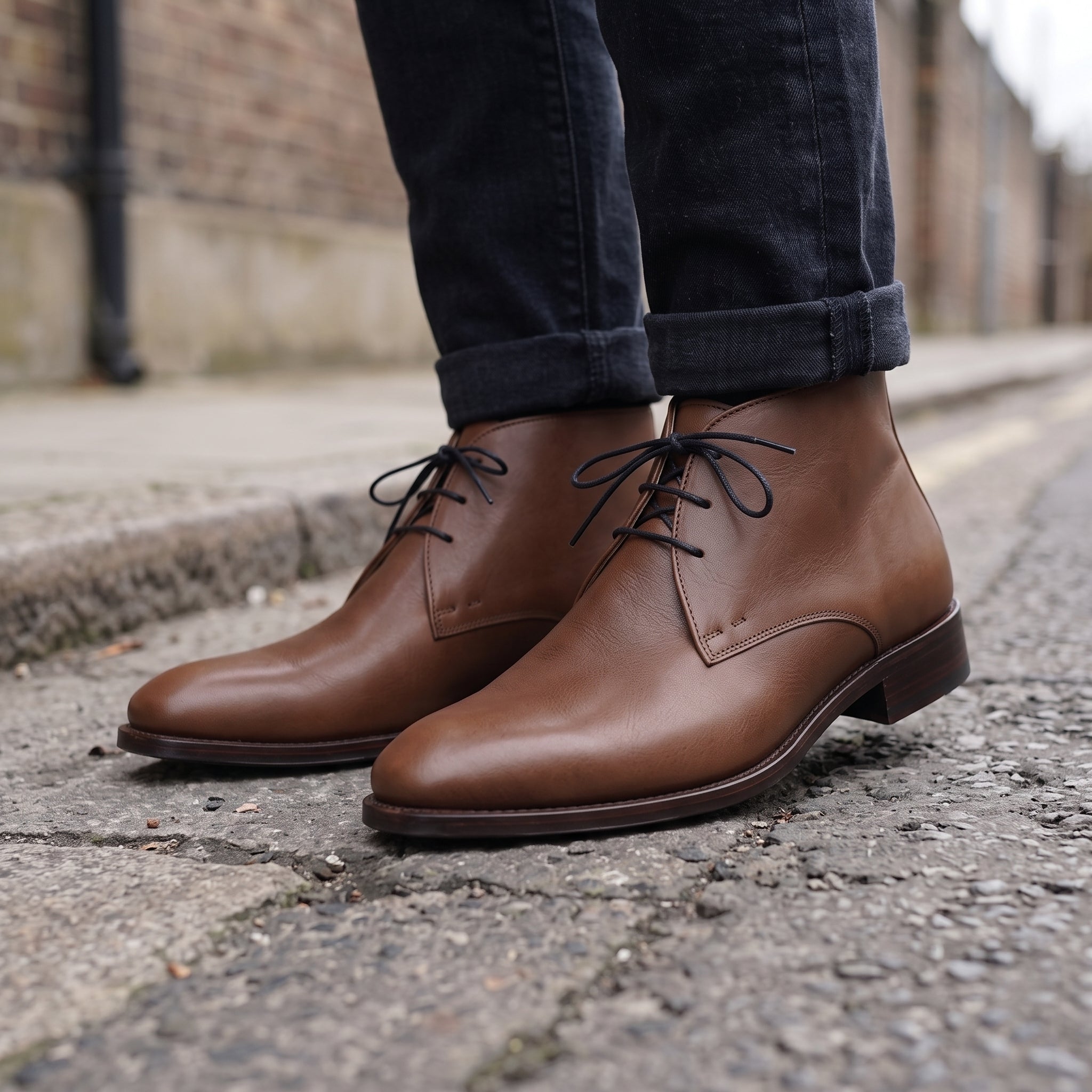 Men's Brown Plain-Toe Leather Chukka Boots — Hornsey