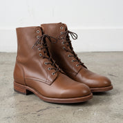 Men's Brown Plain-Toe Leather Combat Boots — Ashhurst