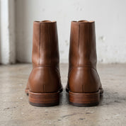 Men's Brown Plain-Toe Leather Combat Boots — Ashhurst