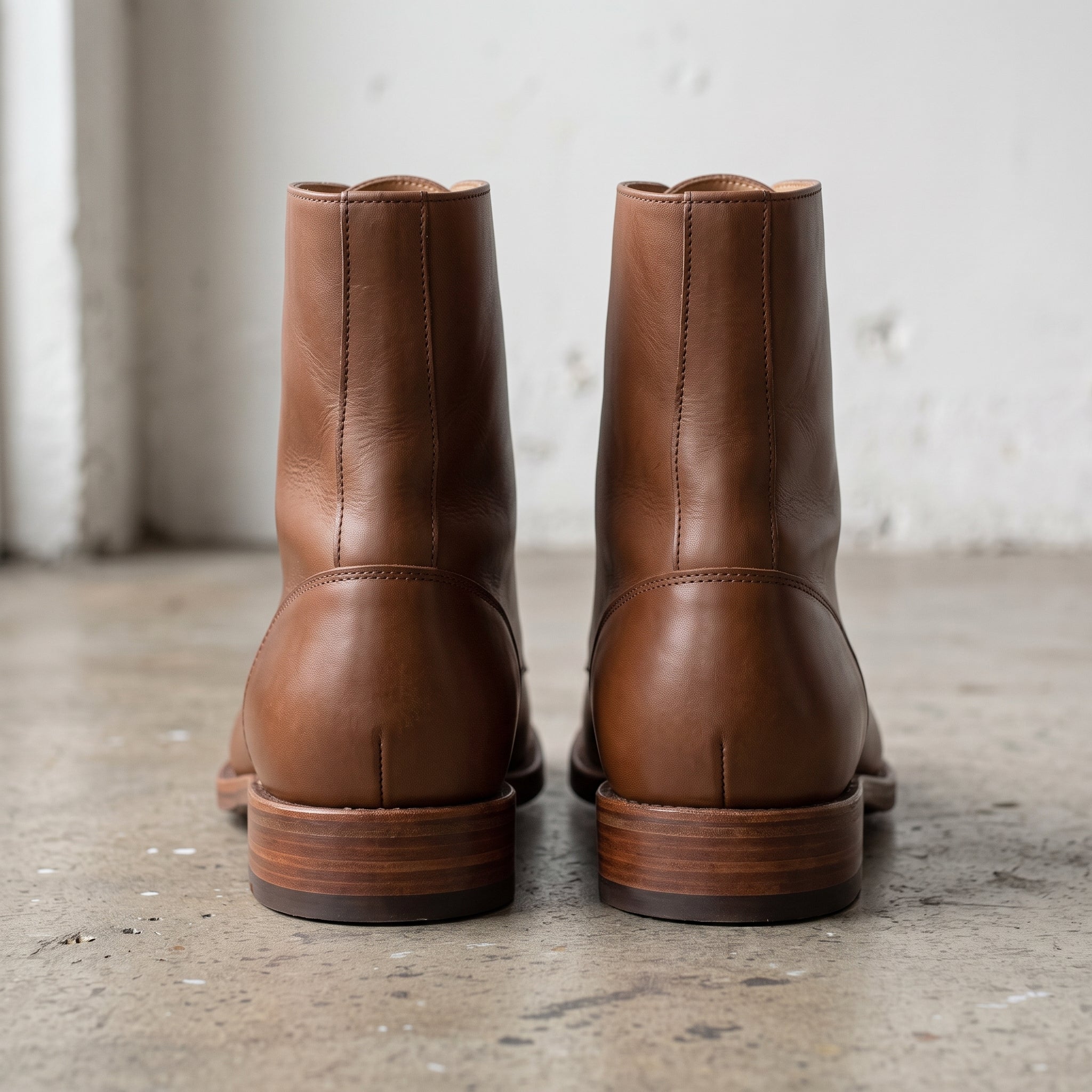 Men's Brown Plain-Toe Leather Combat Boots — Ashhurst