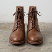 Men's Brown Plain-Toe Leather Combat Boots — Ashhurst