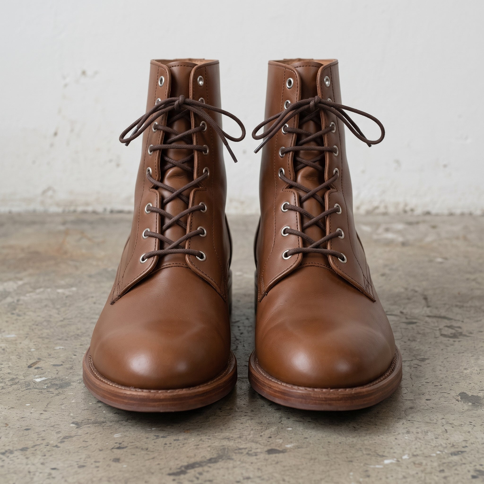 Men's Brown Plain-Toe Leather Combat Boots — Ashhurst