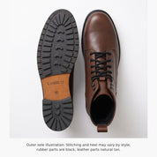 Men's Brown Plain-Toe Leather Combat Boots — Bagworth