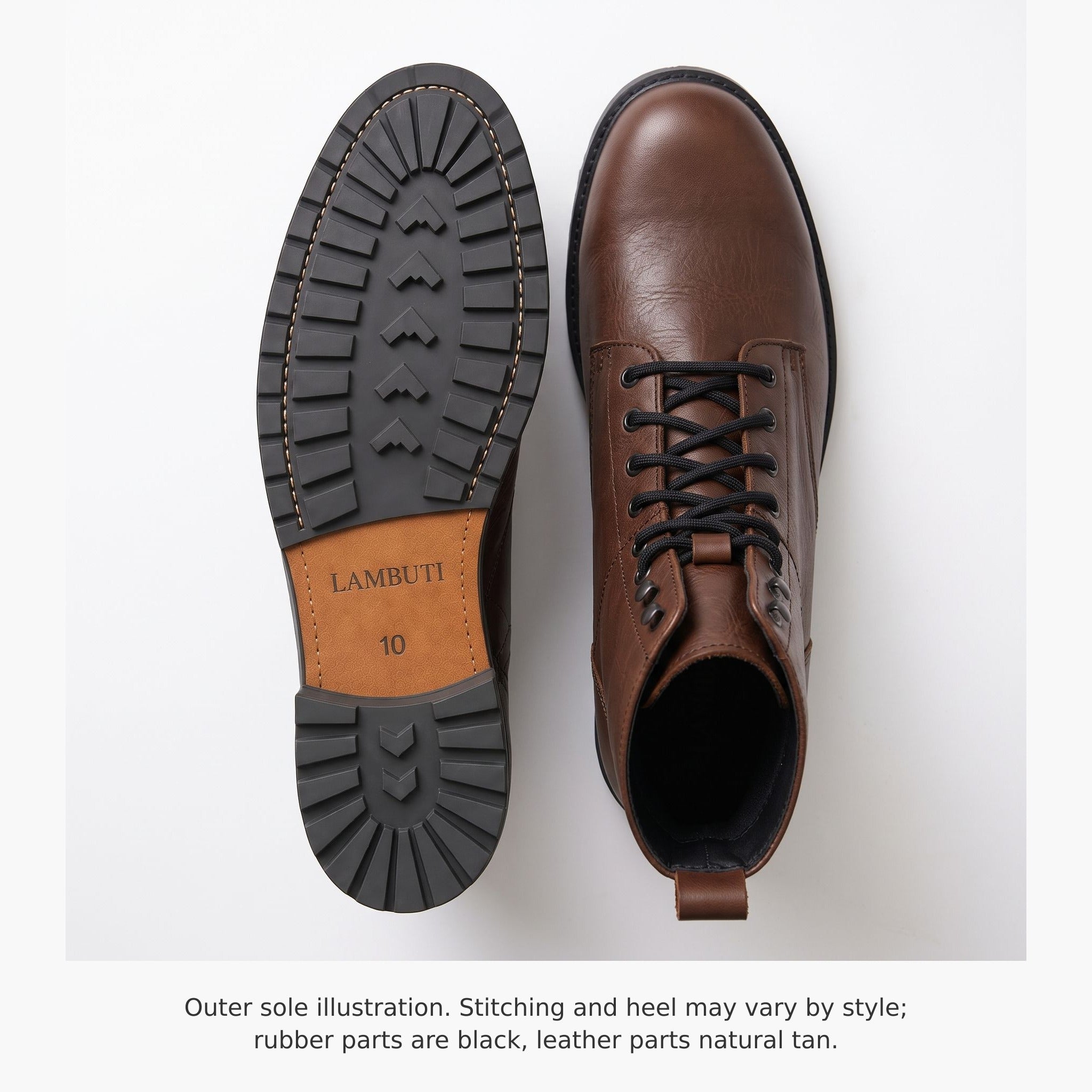 Men's Brown Plain-Toe Leather Combat Boots — Bagworth
