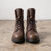 Men's Brown Plain-Toe Leather Combat Boots — Wharfedale