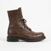 Men's Brown Plain-Toe Leather Combat Boots — Wharfedale