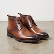 Men's Brown Plain-Toe Leather Chukka Boots — Aldred