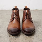 Men's Brown Plain-Toe Leather Chukka Boots — Aldred