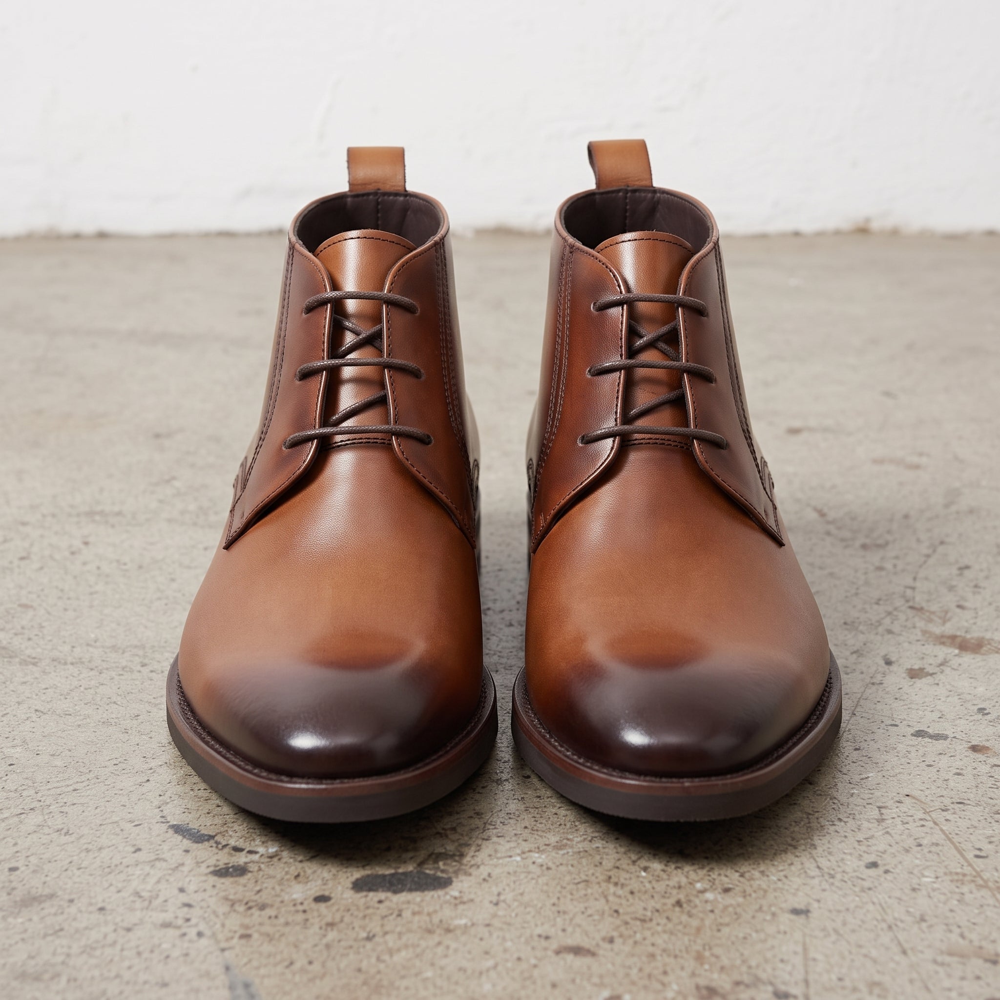 Men's Brown Plain-Toe Leather Chukka Boots — Aldred