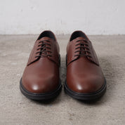 Men's Brown Plain-Toe Leather Derby Shoes — Hiscott