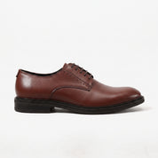 Men's Brown Plain-Toe Leather Derby Shoes — Hiscott