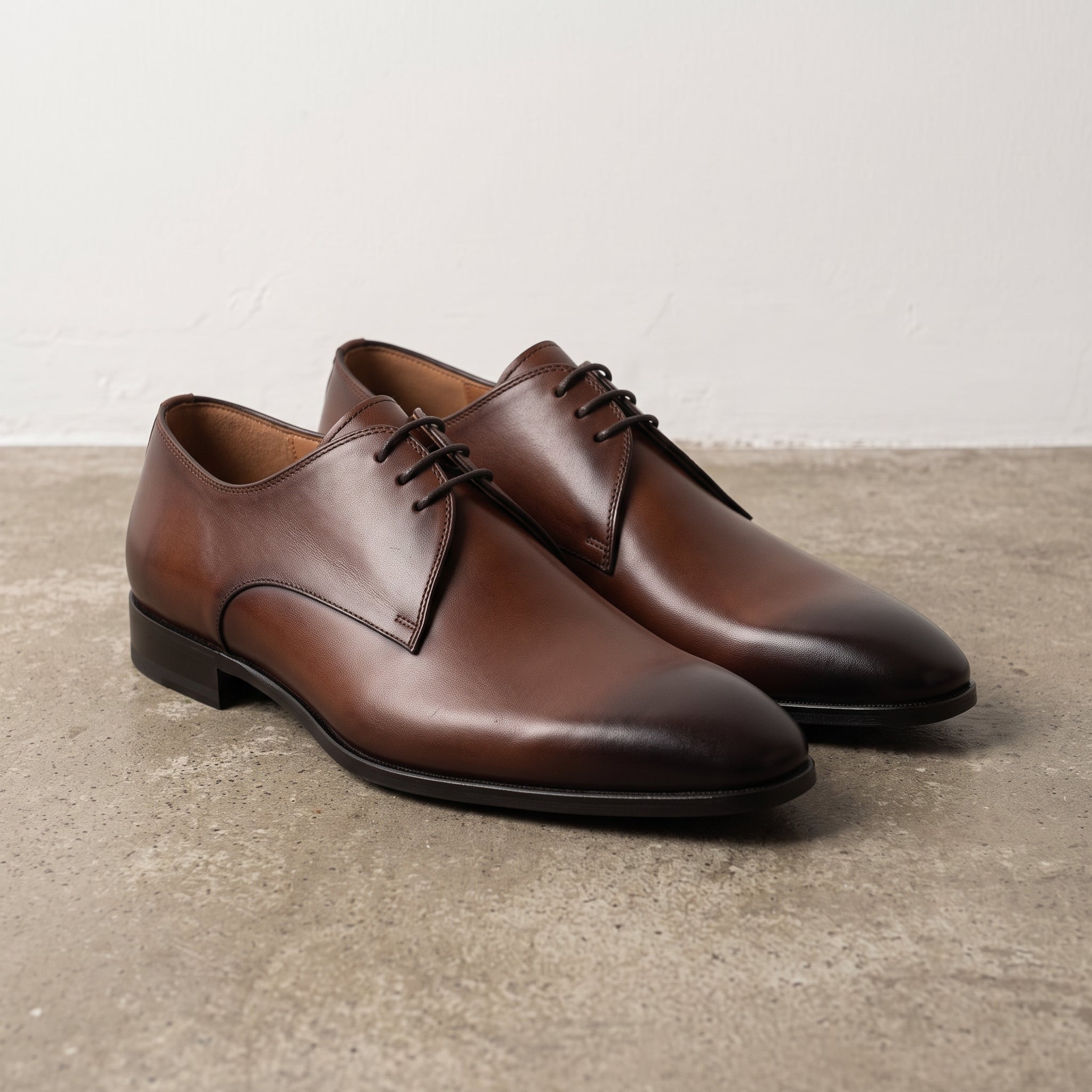 Men's Brown Plain-Toe Leather Derbys — Boyd
