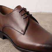 Men's Brown Plain-Toe Leather Derbys — Boyd