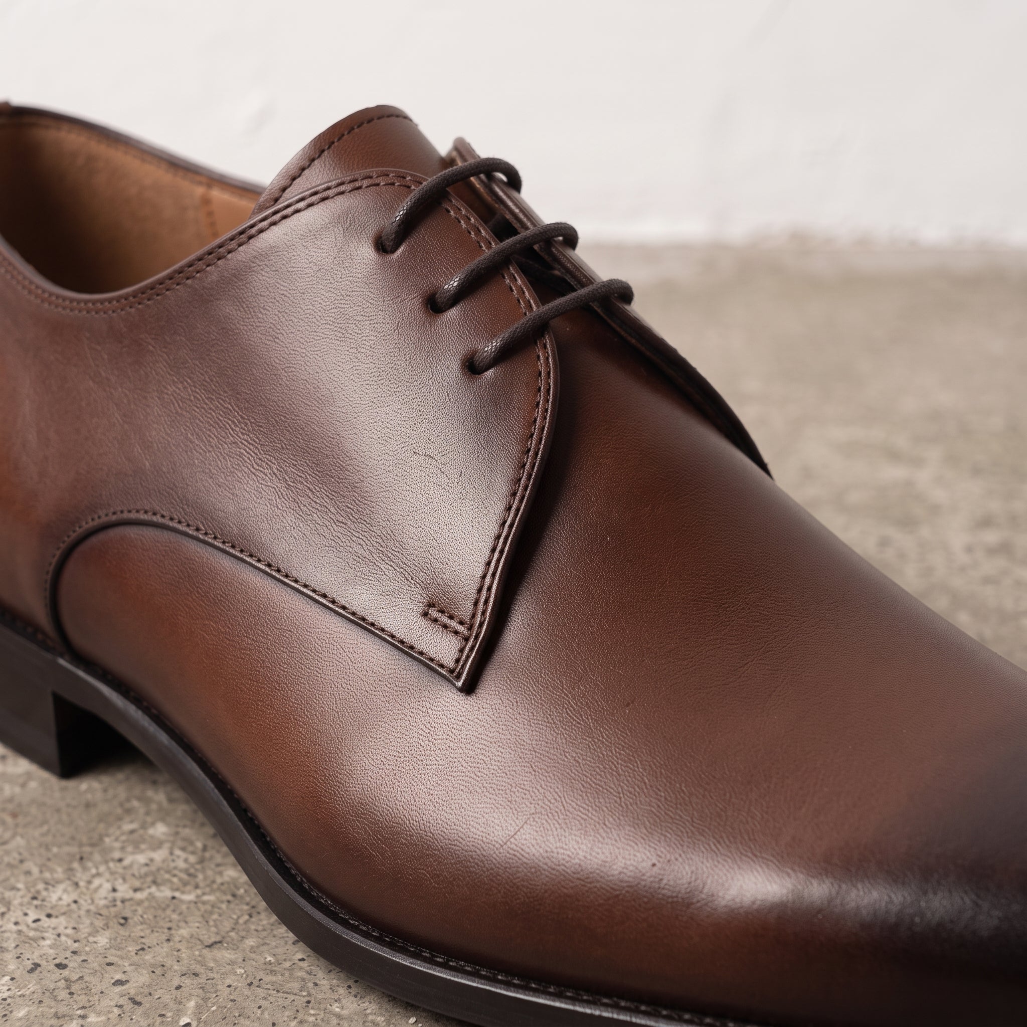 Men's Brown Plain-Toe Leather Derbys — Boyd