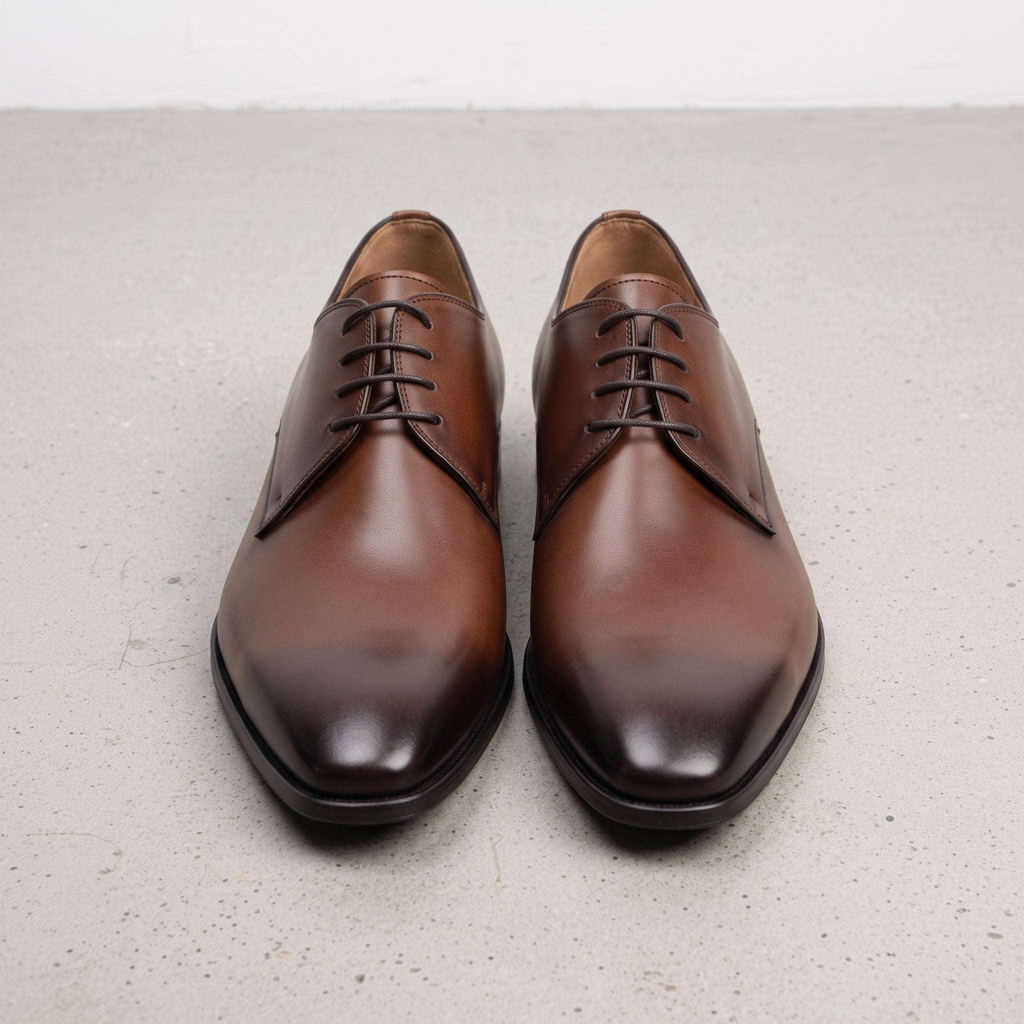 Men's Brown Plain-Toe Leather Derbys — Boyd