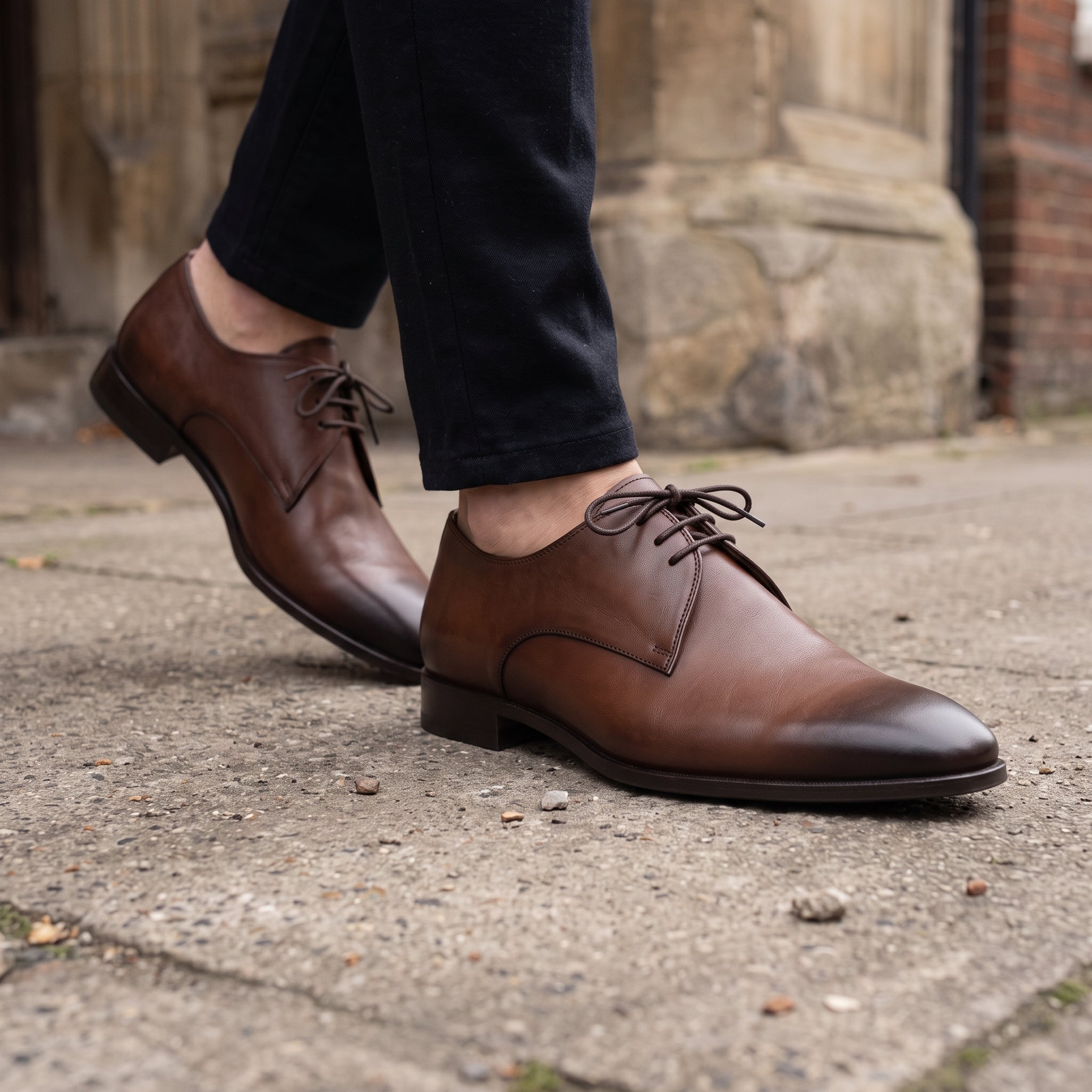 Men's Brown Plain-Toe Leather Derbys — Boyd