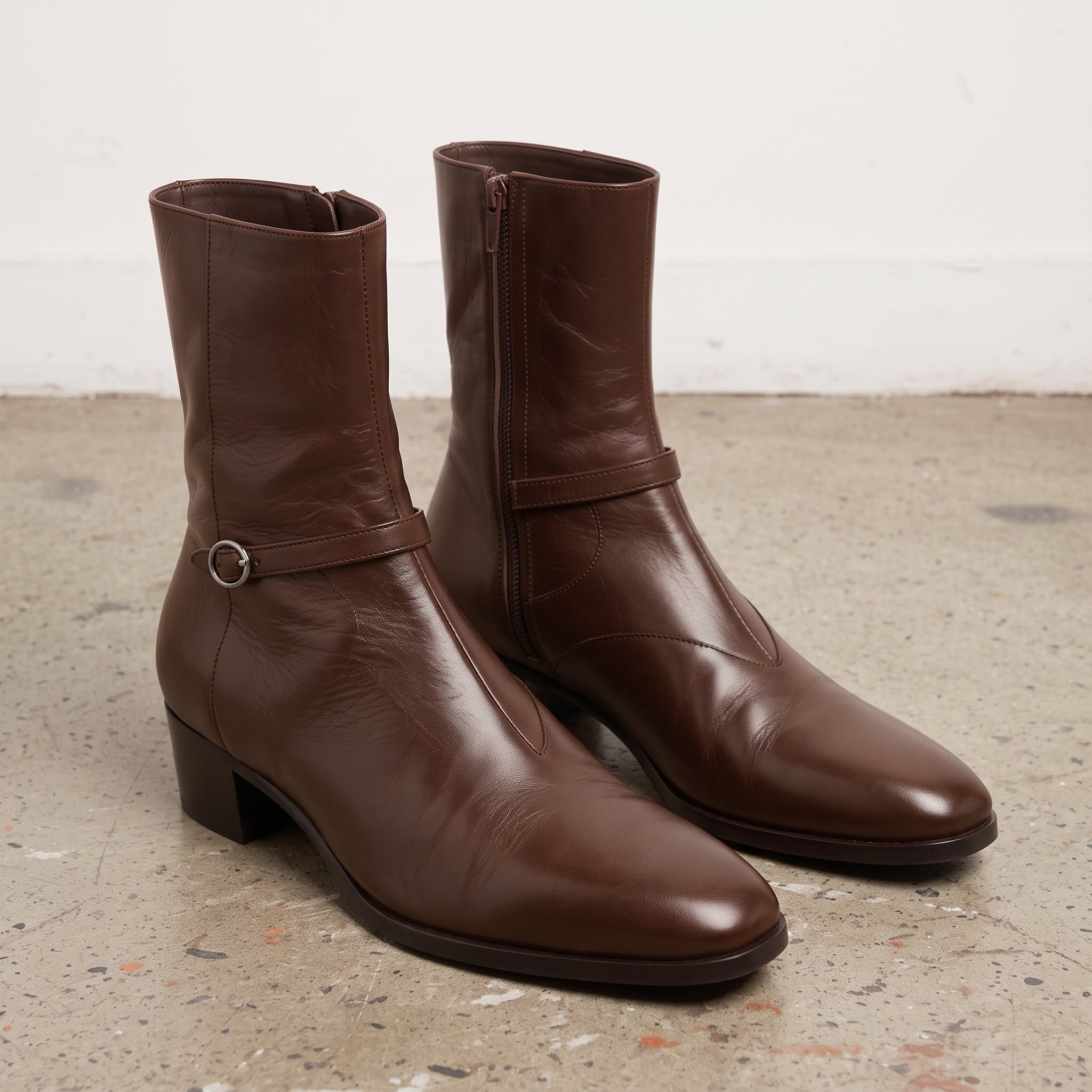 Men's Brown Plain-Toe Leather Jodhpur Boots — Fenhurst