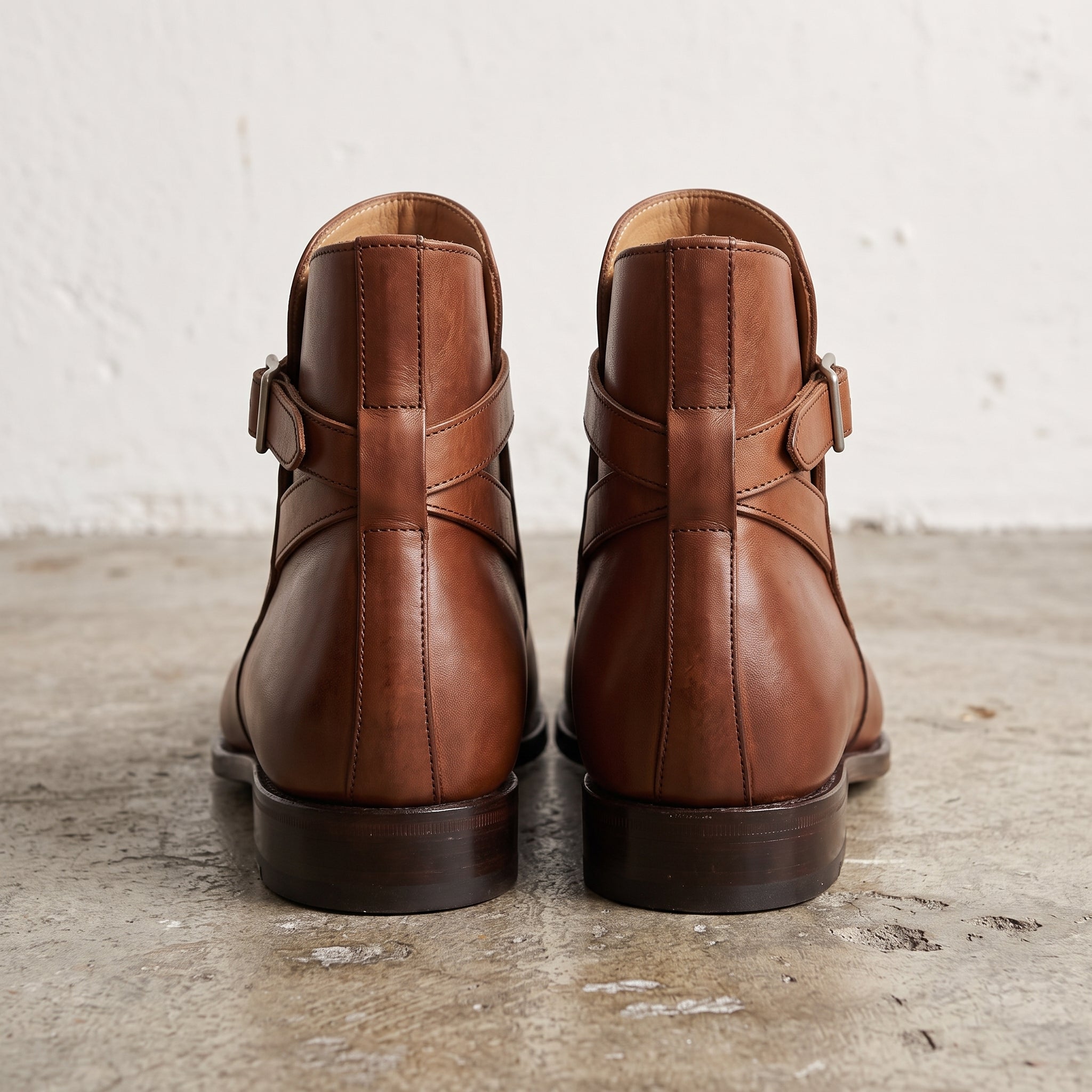 Men's Brown Plain-Toe Leather Jodhpur Boots — Brett