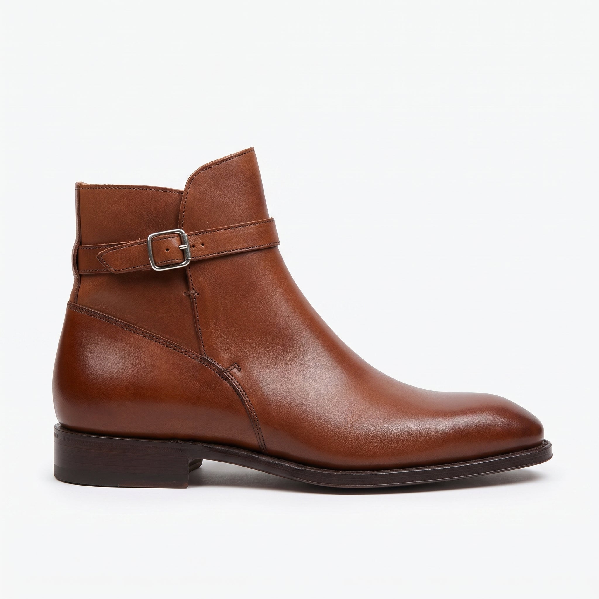 Men's Brown Plain-Toe Leather Jodhpur Boots — Brett