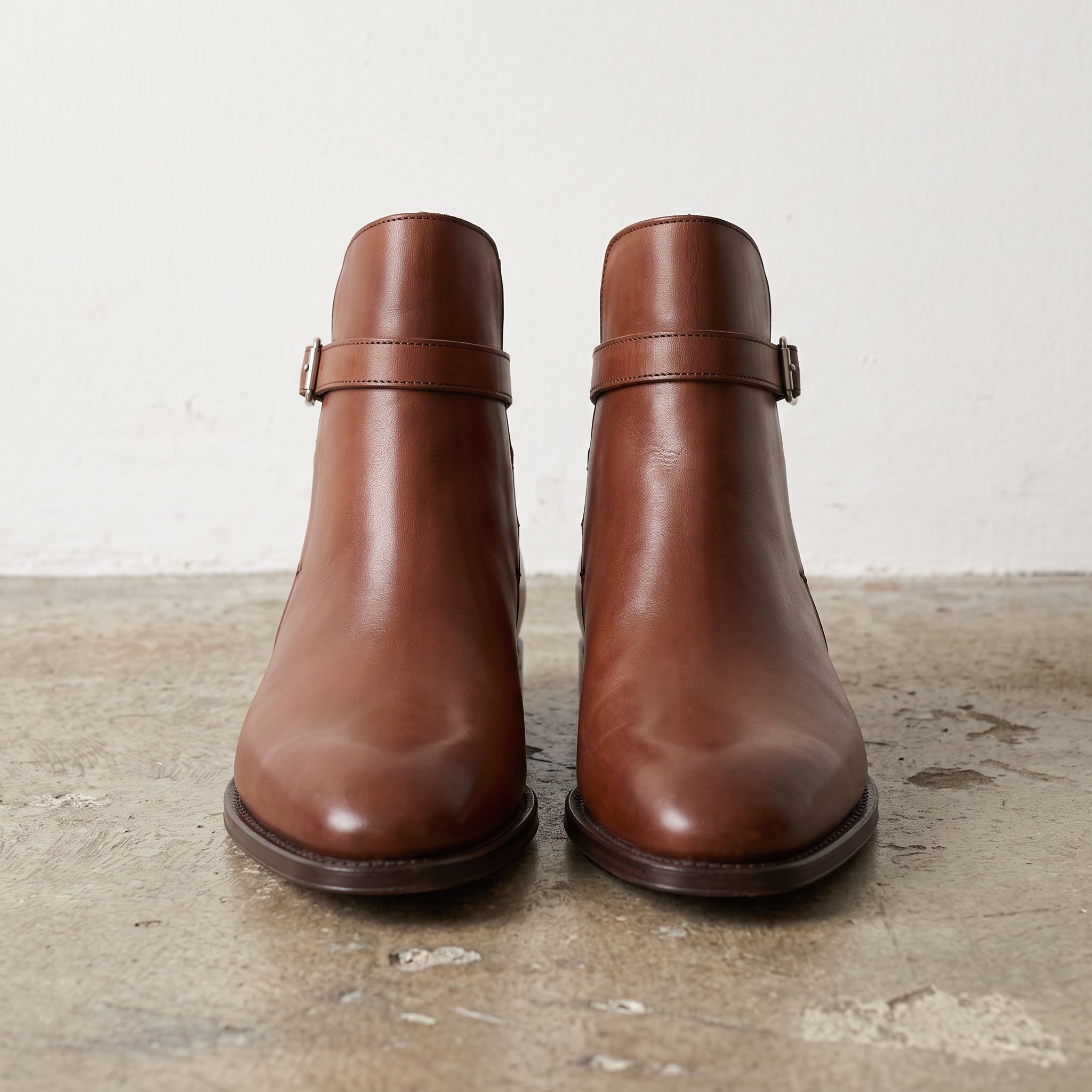 Men's Brown Plain-Toe Leather Jodhpur Boots — Brett