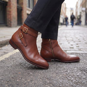 Men's Brown Plain-Toe Leather Jodhpur Boots — Irwin