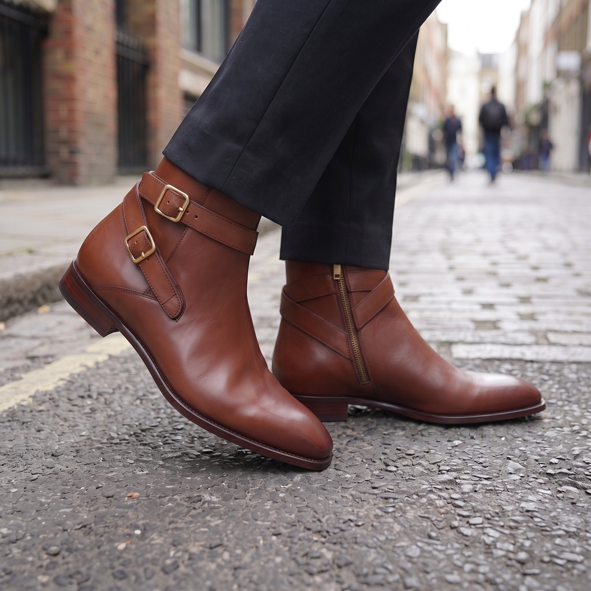 Men's Brown Plain-Toe Leather Jodhpur Boots — Irwin