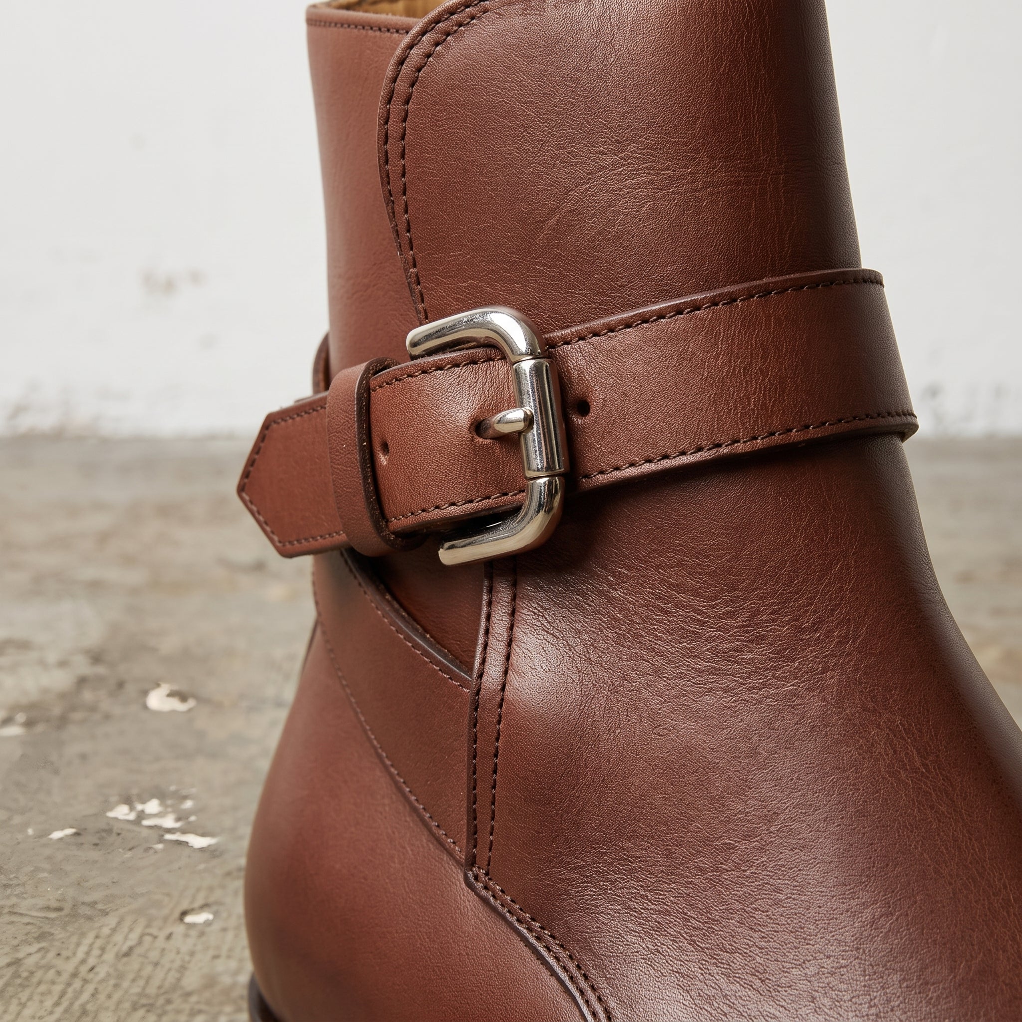 Men's Brown Plain-Toe Leather Monk Boots — Marden
