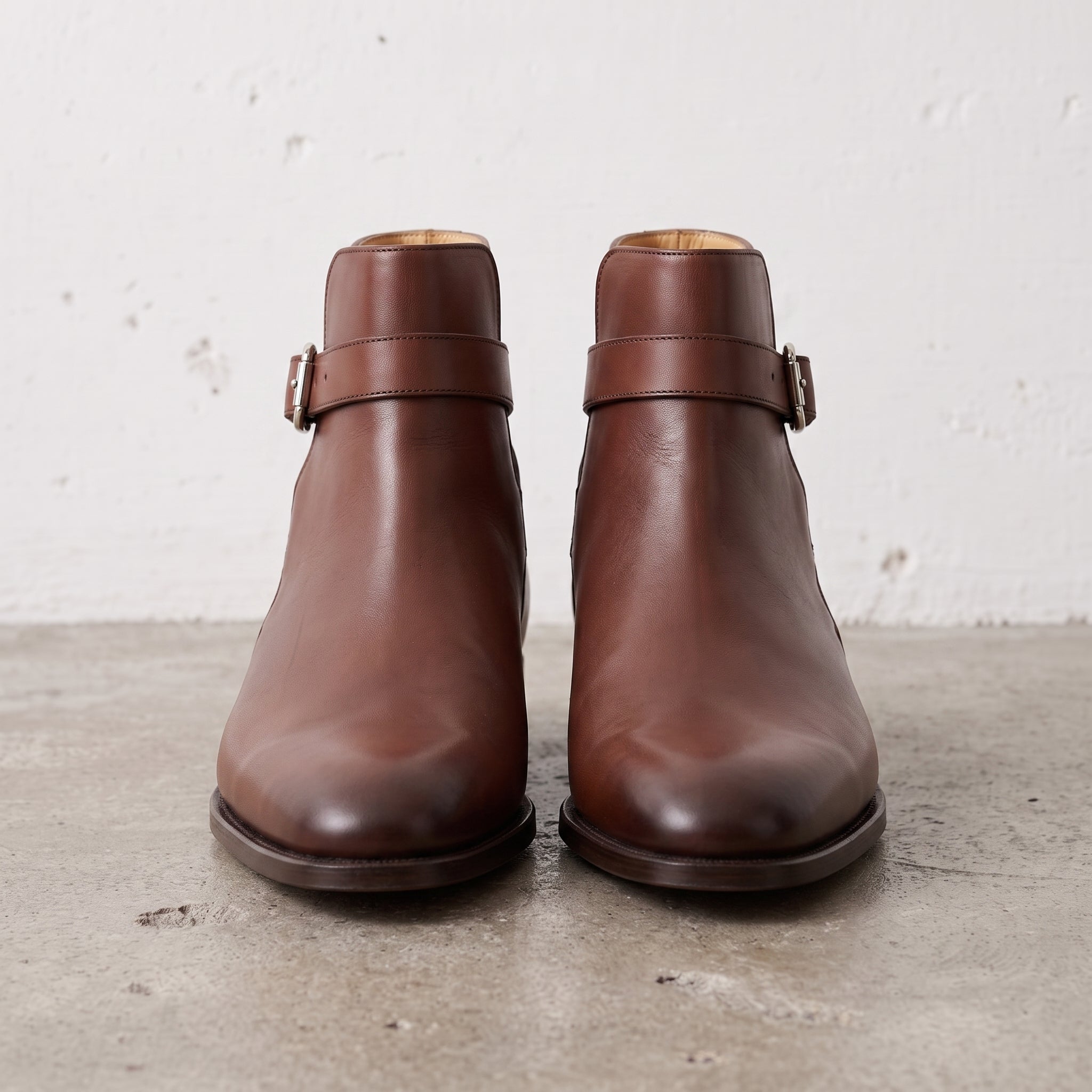 Men's Brown Plain-Toe Leather Monk Boots — Marden